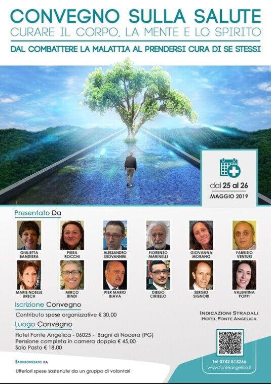Locandina del Convegno sulla salute, Nocera Umbra 2019, con Diego Ciriello tra i relatori